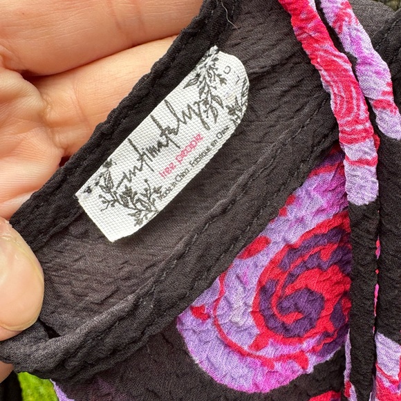 FREE PEOPLE Printed Symphony Black & Purple Long Sleeve Printed Slip Dress, Sz L - Picture 15 of 15